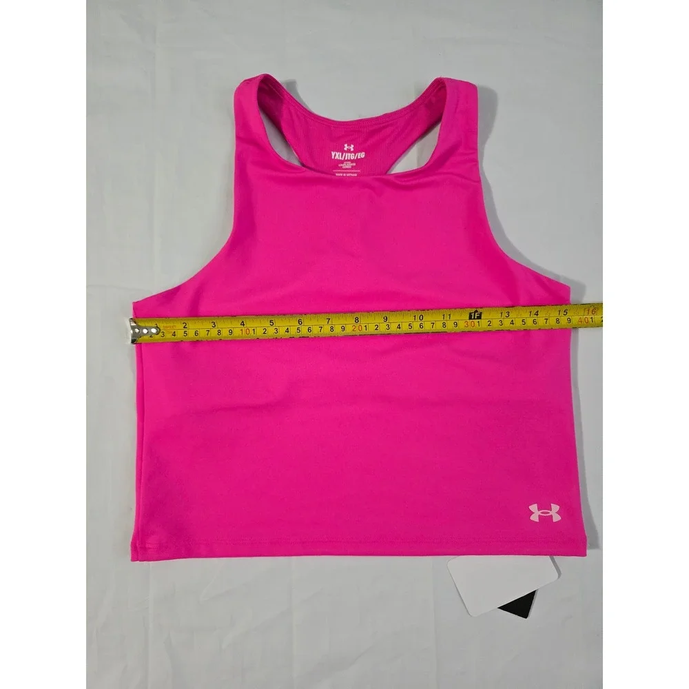 Under Armour Girls Pink Motion Crop Tank Top Racerback Fitted YXL 1379983 NWT